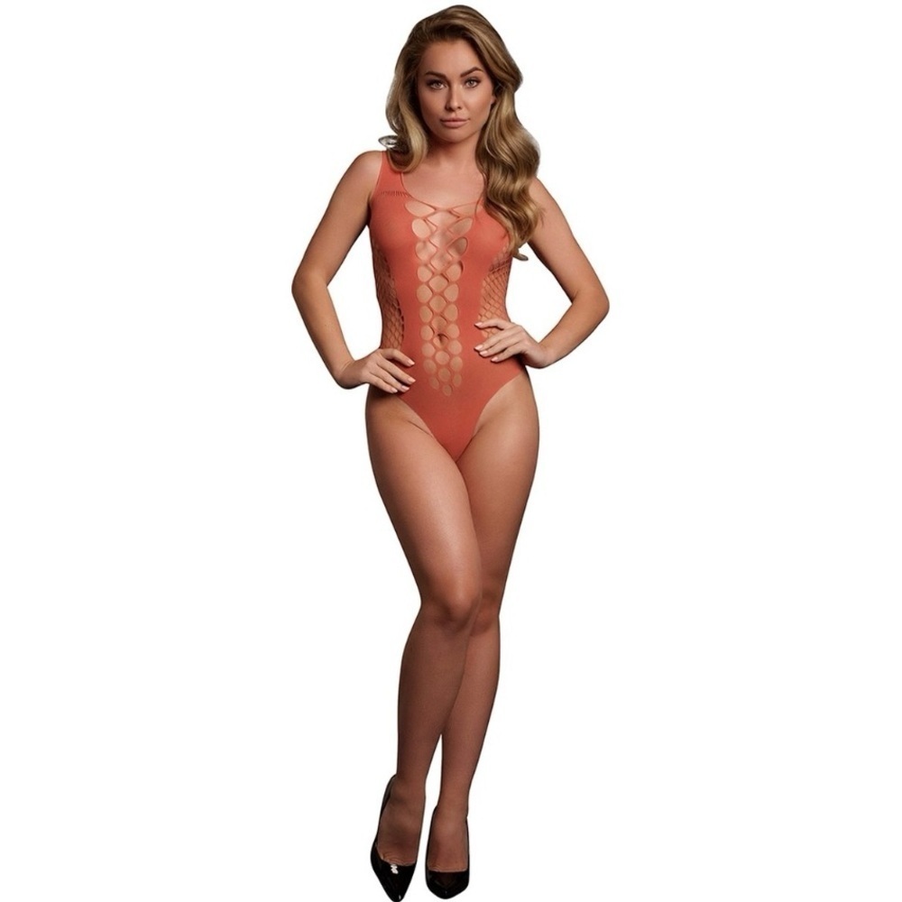 🦋B2G1🦋LE DÉSIR Red Fishnet V-Neck Teddy Bodysuit Lingerie | ONE SIZE XS-XL |